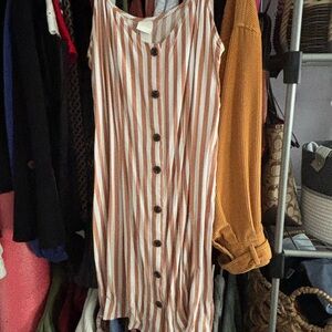 H&M Brown and White Striped Dress
